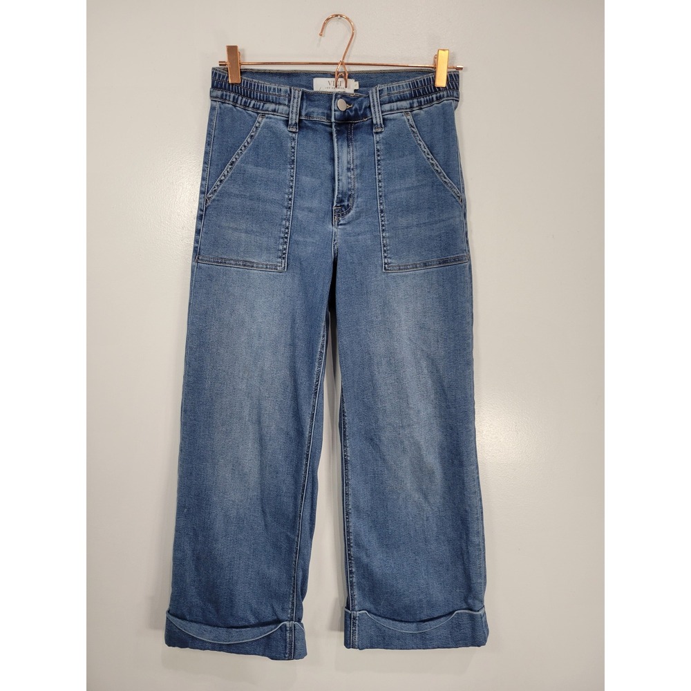 VICI Los Angeles Womens 27 Medium‎ Wash Wide Leg Cuffed Carpenter Jeans Blue